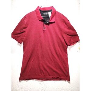 Axcess Polo Shirt Men Large Burgundy Striped Collared Short Sleeve Casual